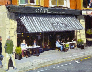 Lunch Time at The COTE Brasserie, Sloane Square, Oil On Board, 10" x 8"
