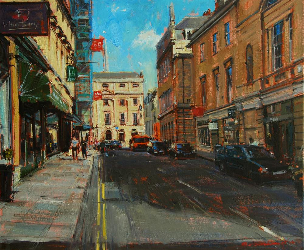 Raking Light, Quiet Street, Bath, Oil on Canvas, 20" x 24"