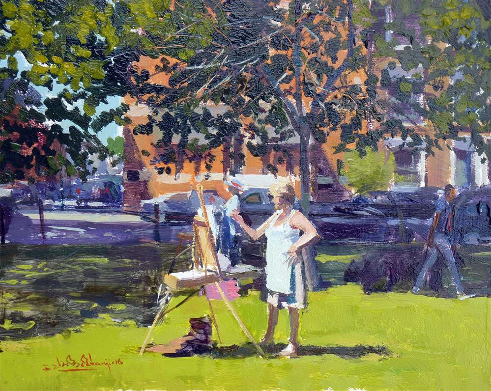 Society of Fulham Artists and Potters Painting Day Out, Oil On Board, 10" x 8"