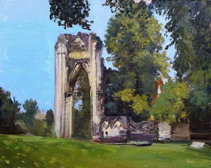 St Mary's Ruins, York, Oil on Board, 10" x 8"