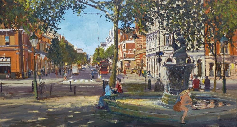 Summer Shadows, Sloane Square, Oil on Canvas, 36" x 20"