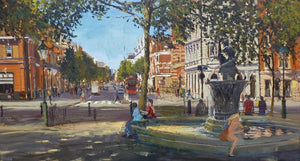 Summer Shadows, Sloane Square, Oil on Canvas, 36" x 20"
