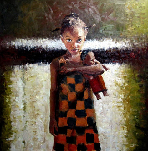 The African Doll, oil on canvas, 39" x 39"