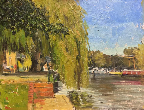 Weeping Willows, Ely, Oil on Board, 10" x 8"